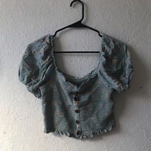 Puff sleeve baby blue shirt!